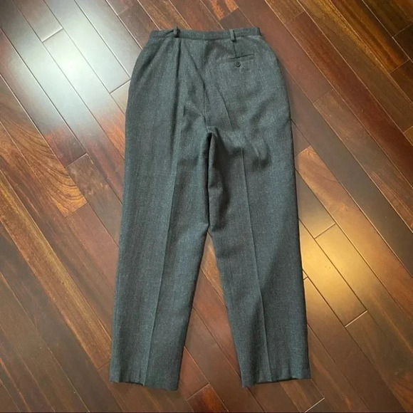 Vintage  High Waisted Wool Trousers Pleated Pants Lined Charcoal Grey Size 8 - Picture 10 of 16